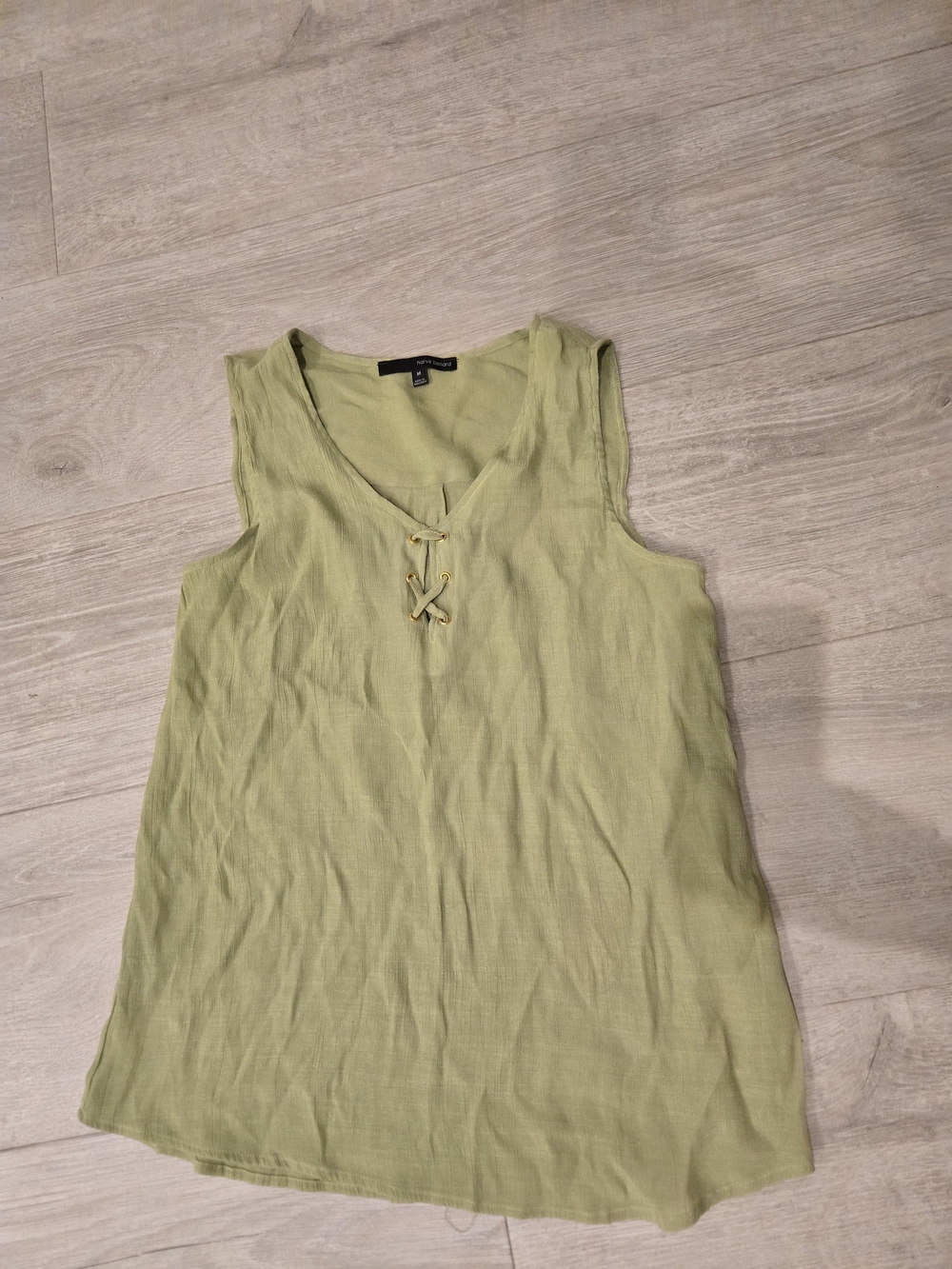 Harve Benard Pale Lime Sleeveless V-Neck Lace-Up Top